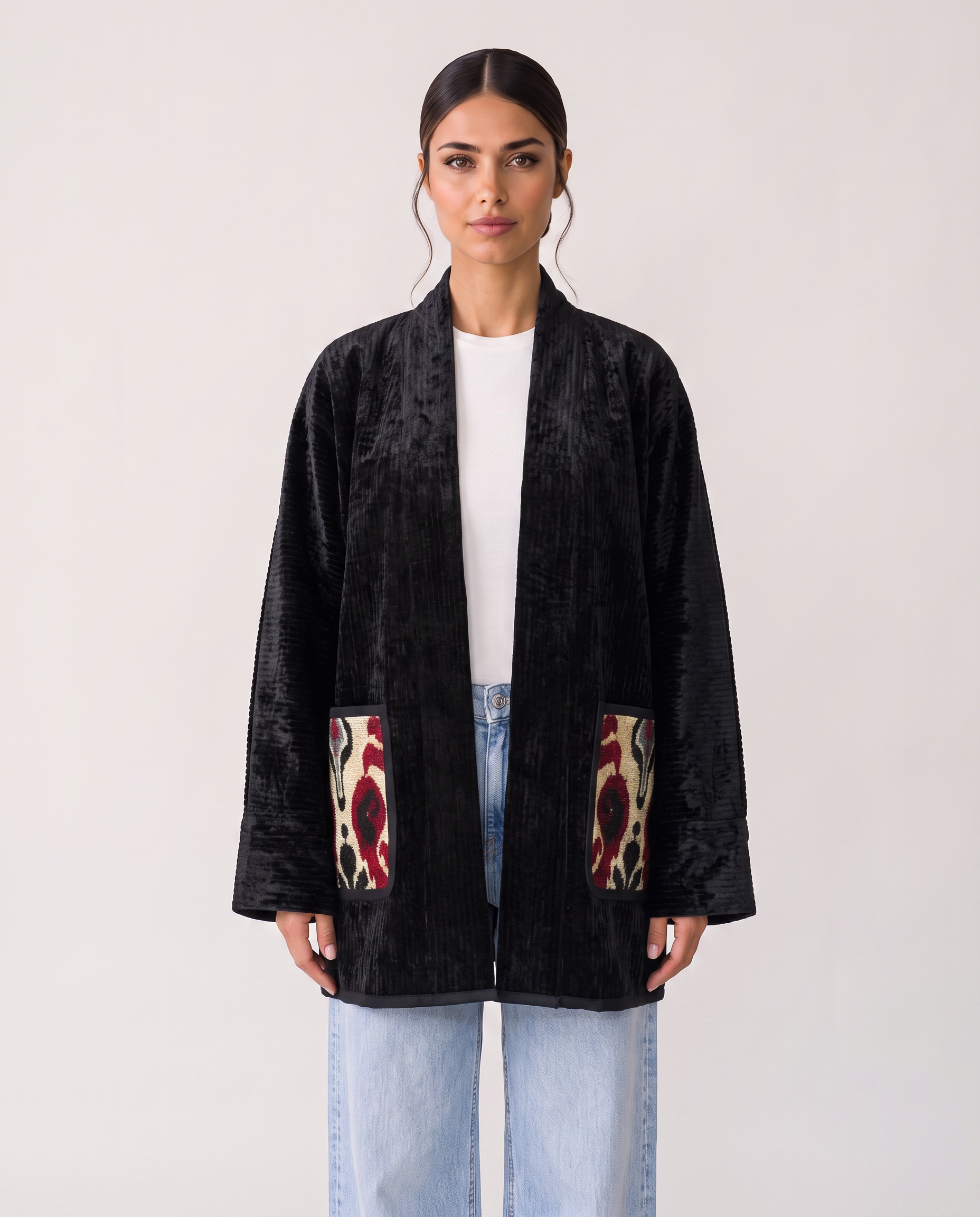 Black Velvet Handwoven Chapan