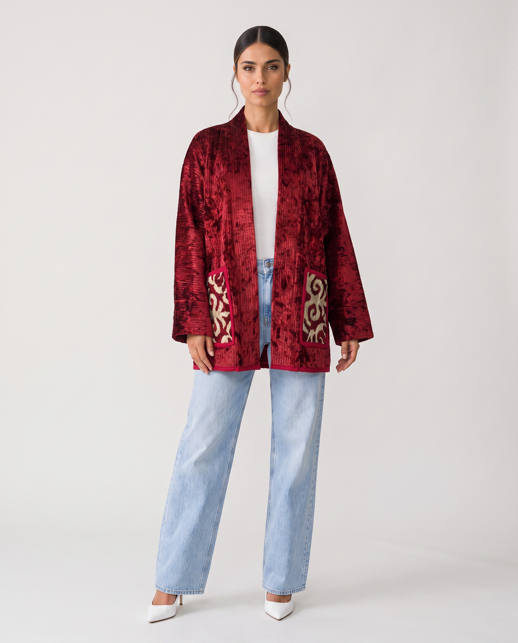 Crimson Velvet Handwoven Chapan