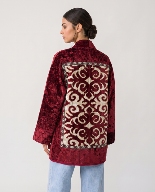 Crimson Velvet Handwoven Chapan
