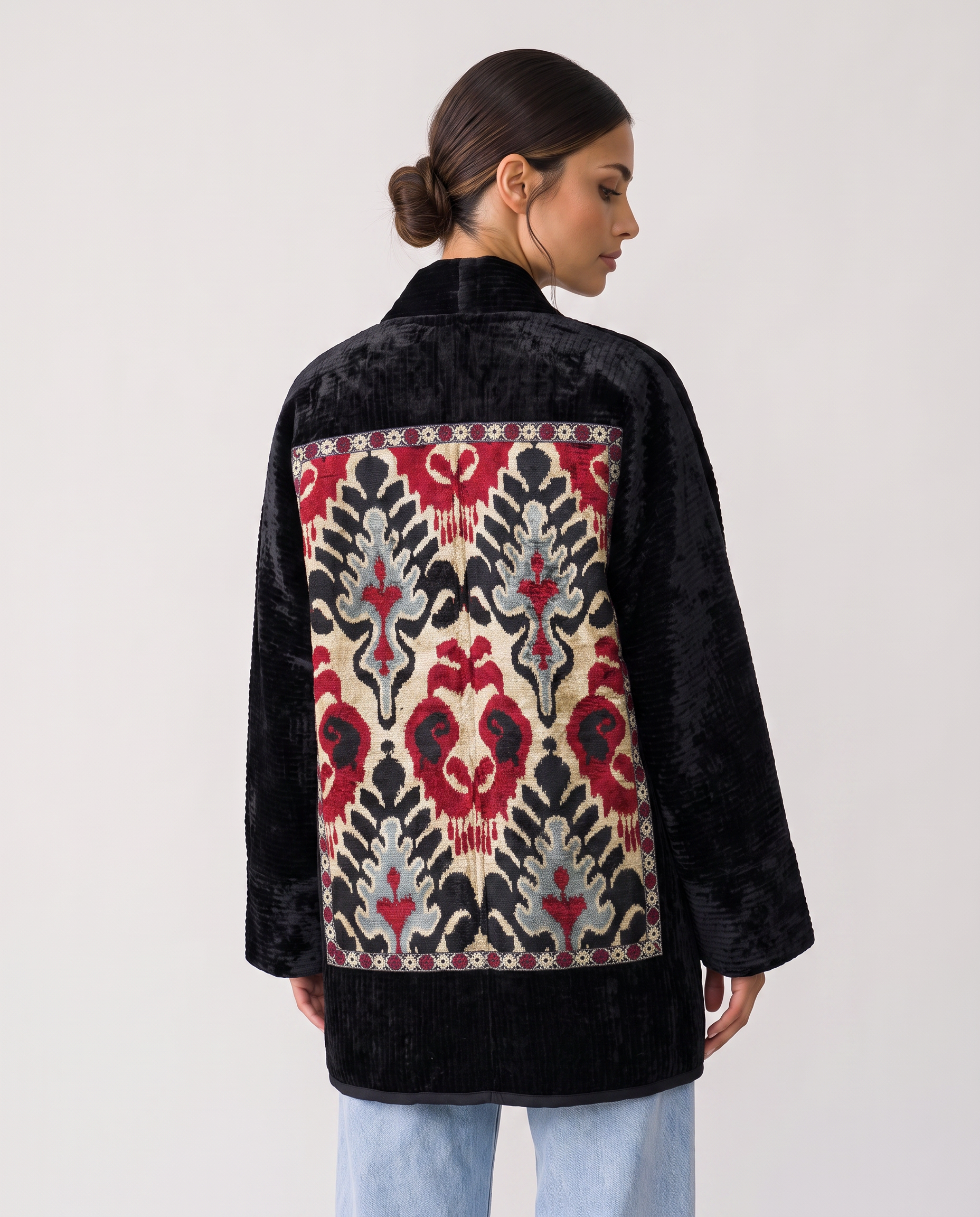 Black Velvet Handwoven Chapan