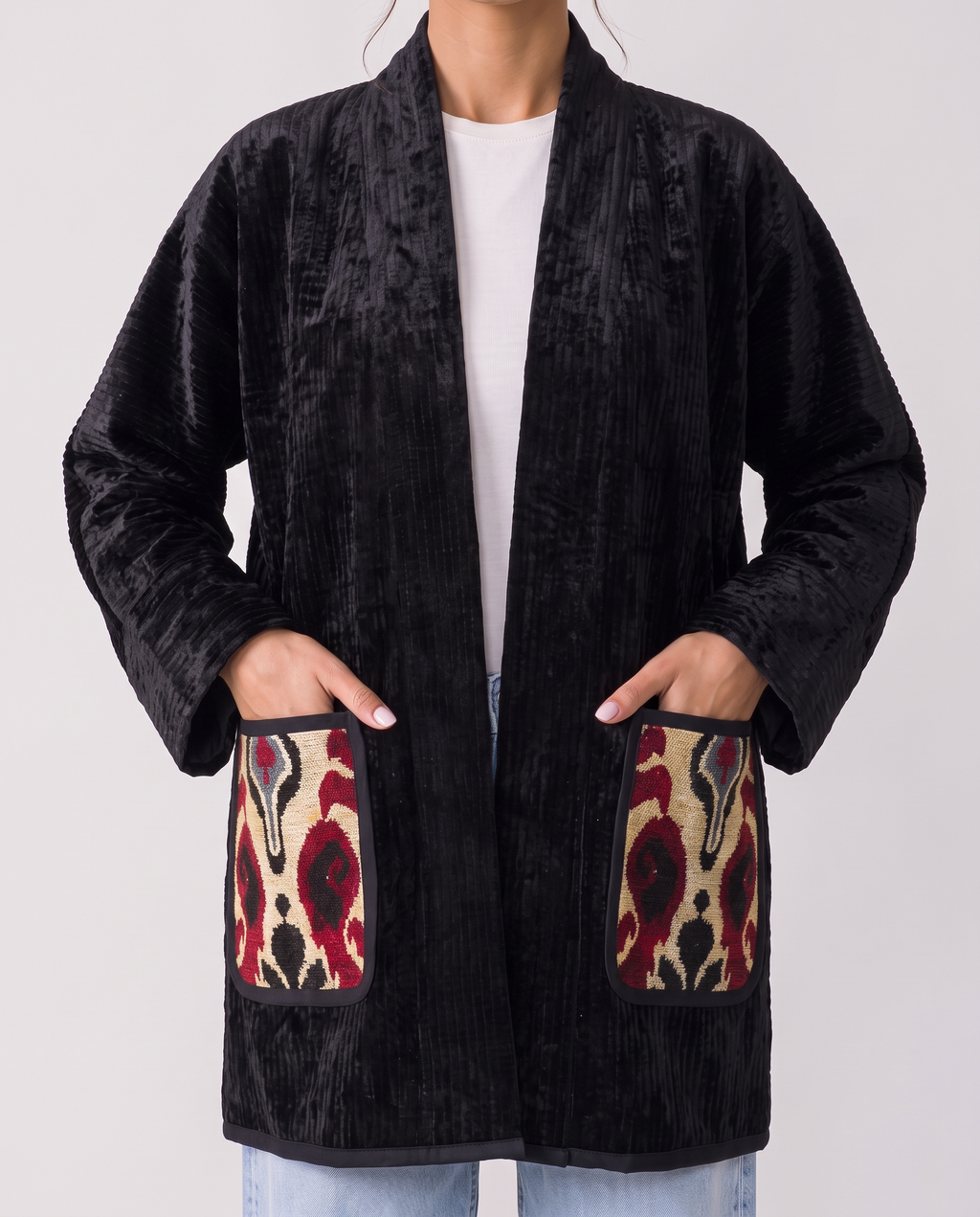Black Velvet Handwoven Chapan